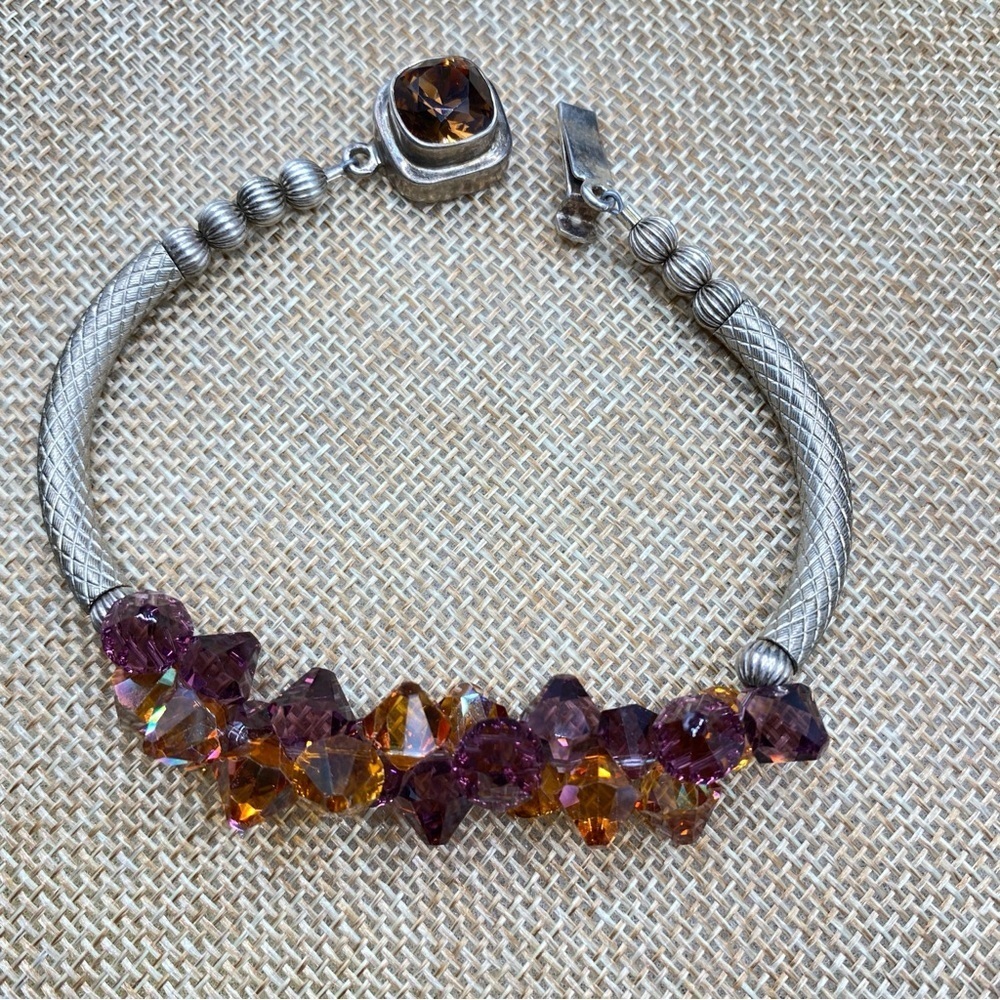 Sterling Silver Crystal Beads Bracelet Silver Clasp